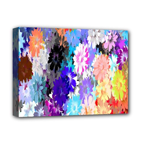 Flowers Colorful Drawing Oil Deluxe Canvas 16  X 12   by Simbadda