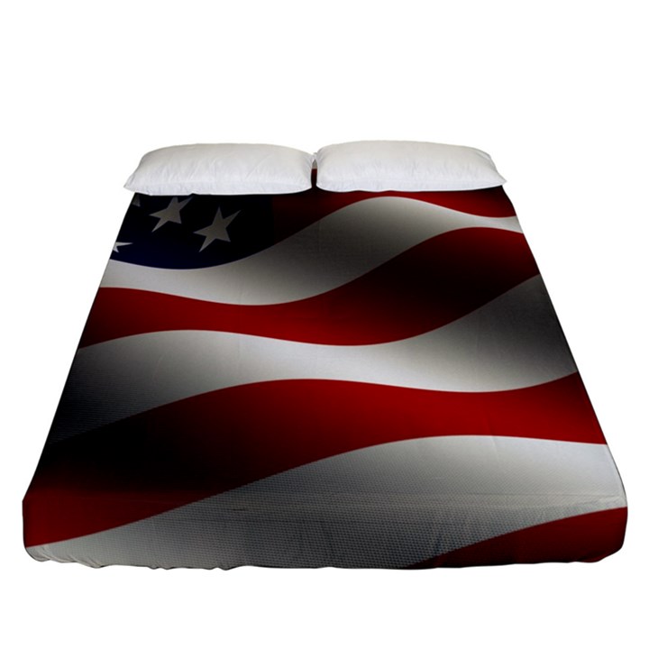 Flag United States Stars Stripes Symbol Fitted Sheet (California King Size)