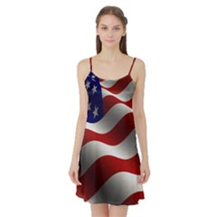 Flag United States Stars Stripes Symbol Satin Night Slip by Simbadda