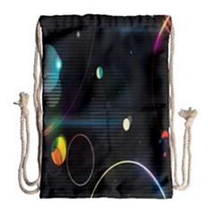 Glare Light Luster Circles Shapes Drawstring Bag (large) by Simbadda