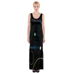 Glare Light Luster Circles Shapes Maxi Thigh Split Dress by Simbadda