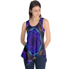 Flowers Dive Neon Light Patterns Sleeveless Tunic by Simbadda