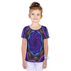 Flowers Dive Neon Light Patterns Kids  One Piece Tee