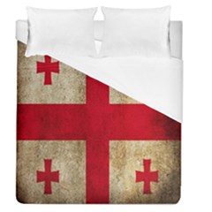 Georgia Flag Mud Texture Pattern Symbol Surface Duvet Cover (queen Size) by Simbadda