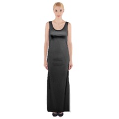 Leather Stitching Thread Perforation Perforated Leather Texture Maxi Thigh Split Dress by Simbadda