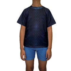 Hexagonal White Dark Mesh Kids  Short Sleeve Swimwear by Simbadda