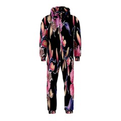 Neon Flowers Black Background Hooded Jumpsuit (kids) by Simbadda