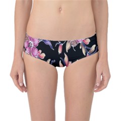 Neon Flowers Black Background Classic Bikini Bottoms by Simbadda