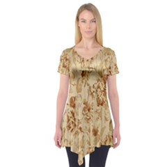 Patterns Flowers Petals Shape Background Short Sleeve Tunic  by Simbadda