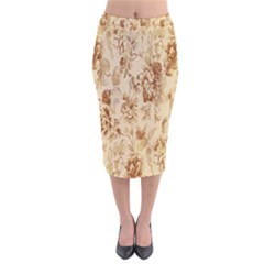 Patterns Flowers Petals Shape Background Velvet Midi Pencil Skirt by Simbadda