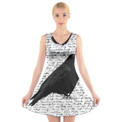 Black Raven  V-neck Sleeveless Skater Dress by Valentinaart