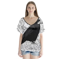 Black Raven  Flutter Sleeve Top by Valentinaart