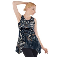 Patterns Dark Shape Surface Side Drop Tank Tunic by Simbadda