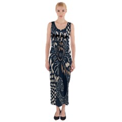 Patterns Dark Shape Surface Fitted Maxi Dress by Simbadda