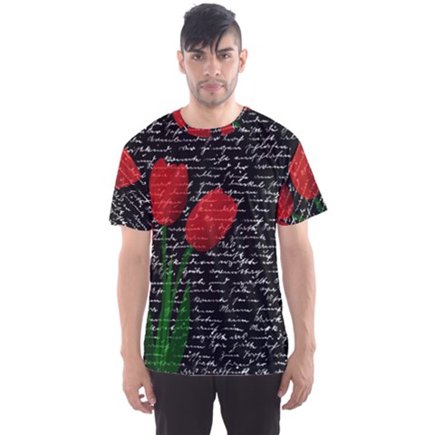 Red Tulips Men s Sport Mesh Tee by Valentinaart