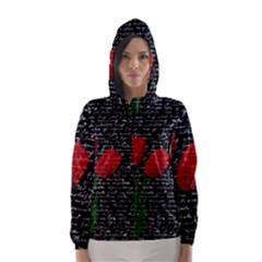 Red Tulips Hooded Wind Breaker (women) by Valentinaart