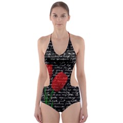 Red Tulips Cut-out One Piece Swimsuit by Valentinaart