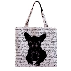 Cute Bulldog Zipper Grocery Tote Bag by Valentinaart