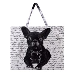 Cute Bulldog Zipper Large Tote Bag by Valentinaart