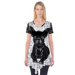 Cute Bulldog Short Sleeve Tunic  by Valentinaart