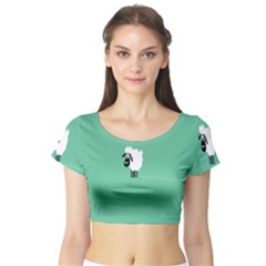 Sheep Trails Curly Minimalism Short Sleeve Crop Top (tight Fit) by Simbadda