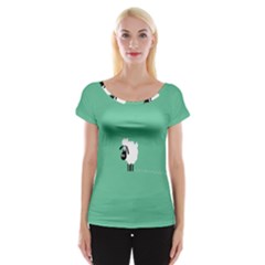 Sheep Trails Curly Minimalism Women s Cap Sleeve Top by Simbadda