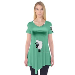 Sheep Trails Curly Minimalism Short Sleeve Tunic  by Simbadda