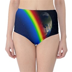 Rainbow Earth Outer Space Fantasy Carmen Image High-waist Bikini Bottoms by Simbadda