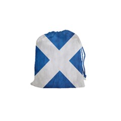 Scotland Flag Surface Texture Color Symbolism Drawstring Pouches (small)  by Simbadda