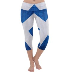 Scotland Flag Surface Texture Color Symbolism Capri Yoga Leggings by Simbadda