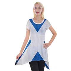 Scotland Flag Surface Texture Color Symbolism Short Sleeve Side Drop Tunic by Simbadda