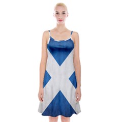 Scotland Flag Surface Texture Color Symbolism Spaghetti Strap Velvet Dress by Simbadda