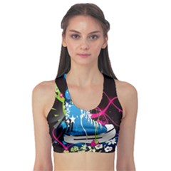 Sneakers Shoes Patterns Bright Sports Bra by Simbadda