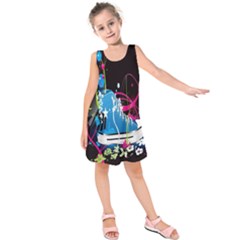 Sneakers Shoes Patterns Bright Kids  Sleeveless Dress by Simbadda