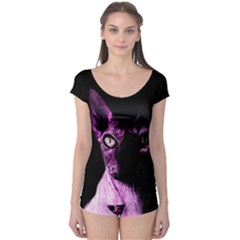 Pink Sphynx Cat Boyleg Leotard  by Valentinaart