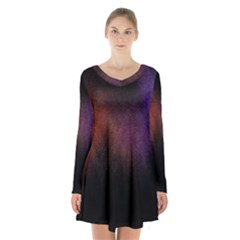 Point Light Luster Surface Long Sleeve Velvet V-neck Dress by Simbadda