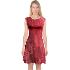 Red Background Texture Capsleeve Midi Dress by Simbadda