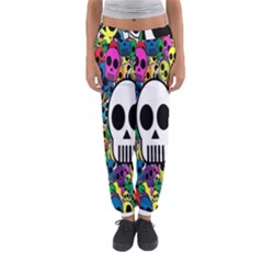 Skull Background Bright Multi Colored Women s Jogger Sweatpants by Simbadda