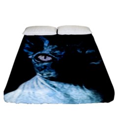 Blue Sphynx Cat Fitted Sheet (king Size) by Valentinaart