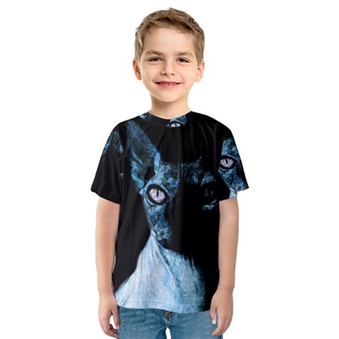 Blue Sphynx Cat Kids  Sport Mesh Tee by Valentinaart