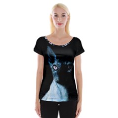 Blue Sphynx Cat Women s Cap Sleeve Top by Valentinaart