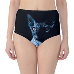 Blue Sphynx Cat High-waist Bikini Bottoms by Valentinaart