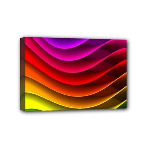 Spectrum Rainbow Background Surface Stripes Texture Waves Mini Canvas 6  X 4  by Simbadda