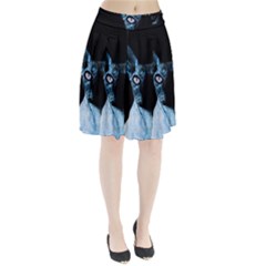 Blue Sphynx Cat Pleated Skirt by Valentinaart