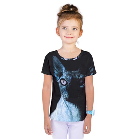 Blue Sphynx Cat Kids  One Piece Tee by Valentinaart