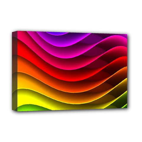 Spectrum Rainbow Background Surface Stripes Texture Waves Deluxe Canvas 18  X 12   by Simbadda