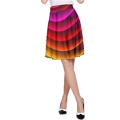 Spectrum Rainbow Background Surface Stripes Texture Waves A-line Skirt by Simbadda