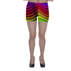 Spectrum Rainbow Background Surface Stripes Texture Waves Skinny Shorts by Simbadda