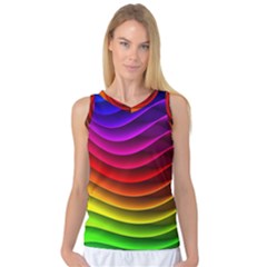 Spectrum Rainbow Background Surface Stripes Texture Waves Women s Basketball Tank Top by Simbadda