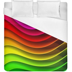 Spectrum Rainbow Background Surface Stripes Texture Waves Duvet Cover (king Size) by Simbadda